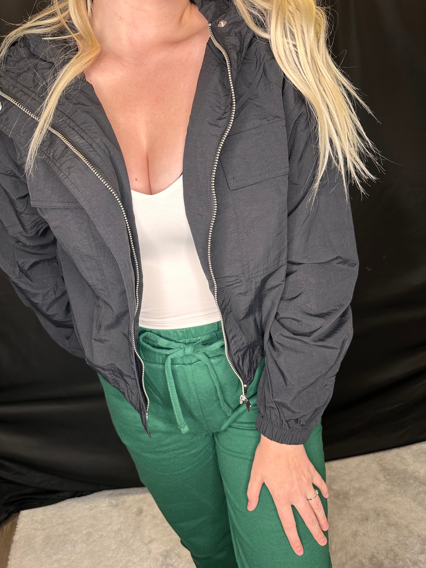 Zip Up Cropped Windbreaker