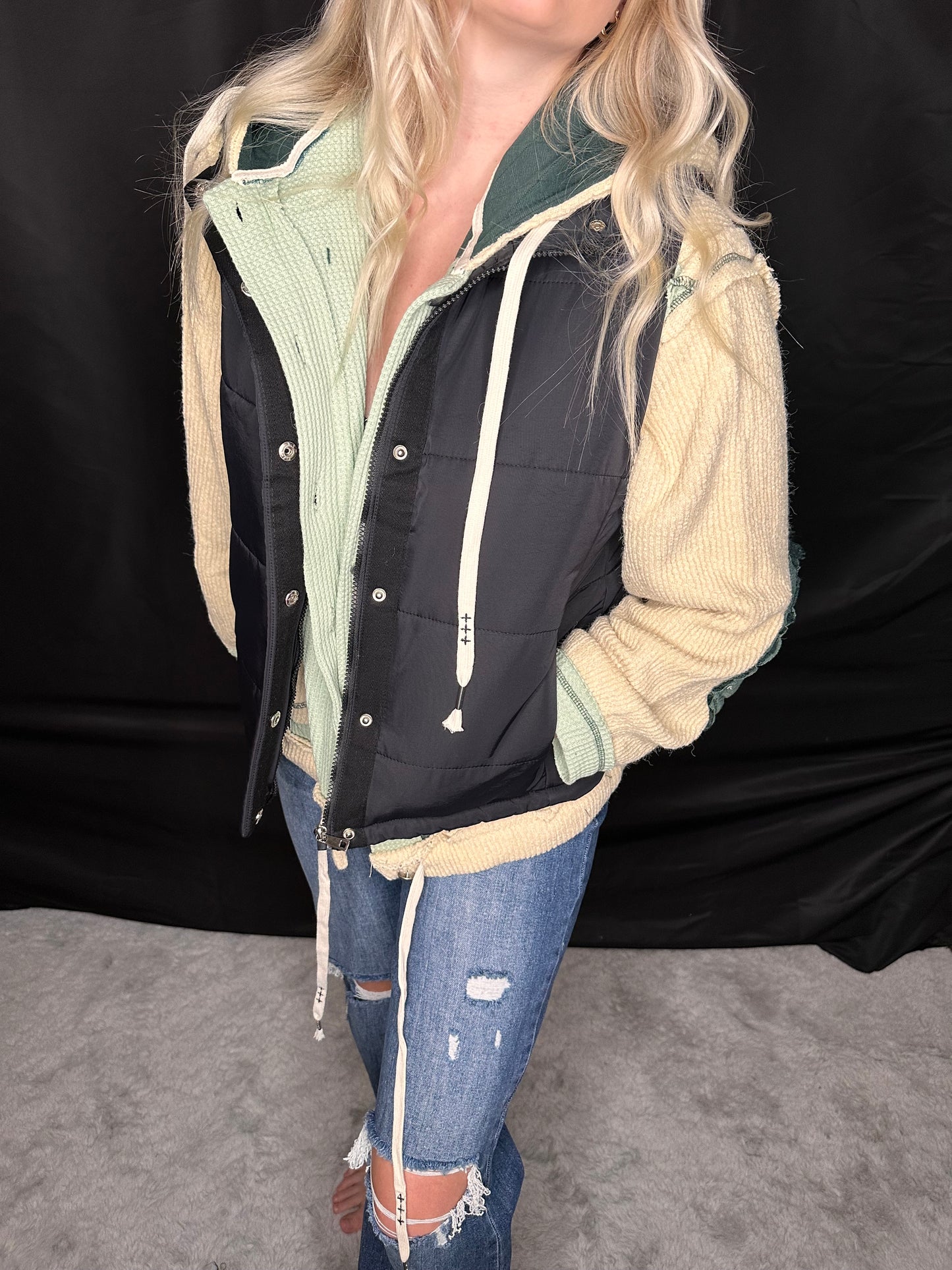 POL Hooded Button Down Shacket