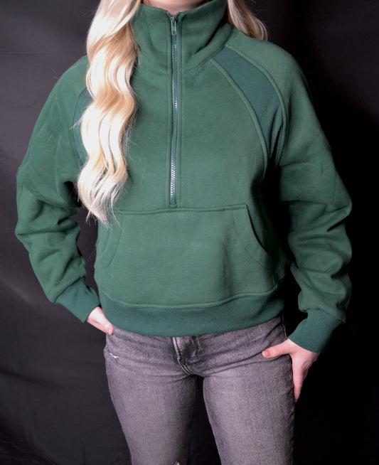 Funnel Neck Half Zip Green