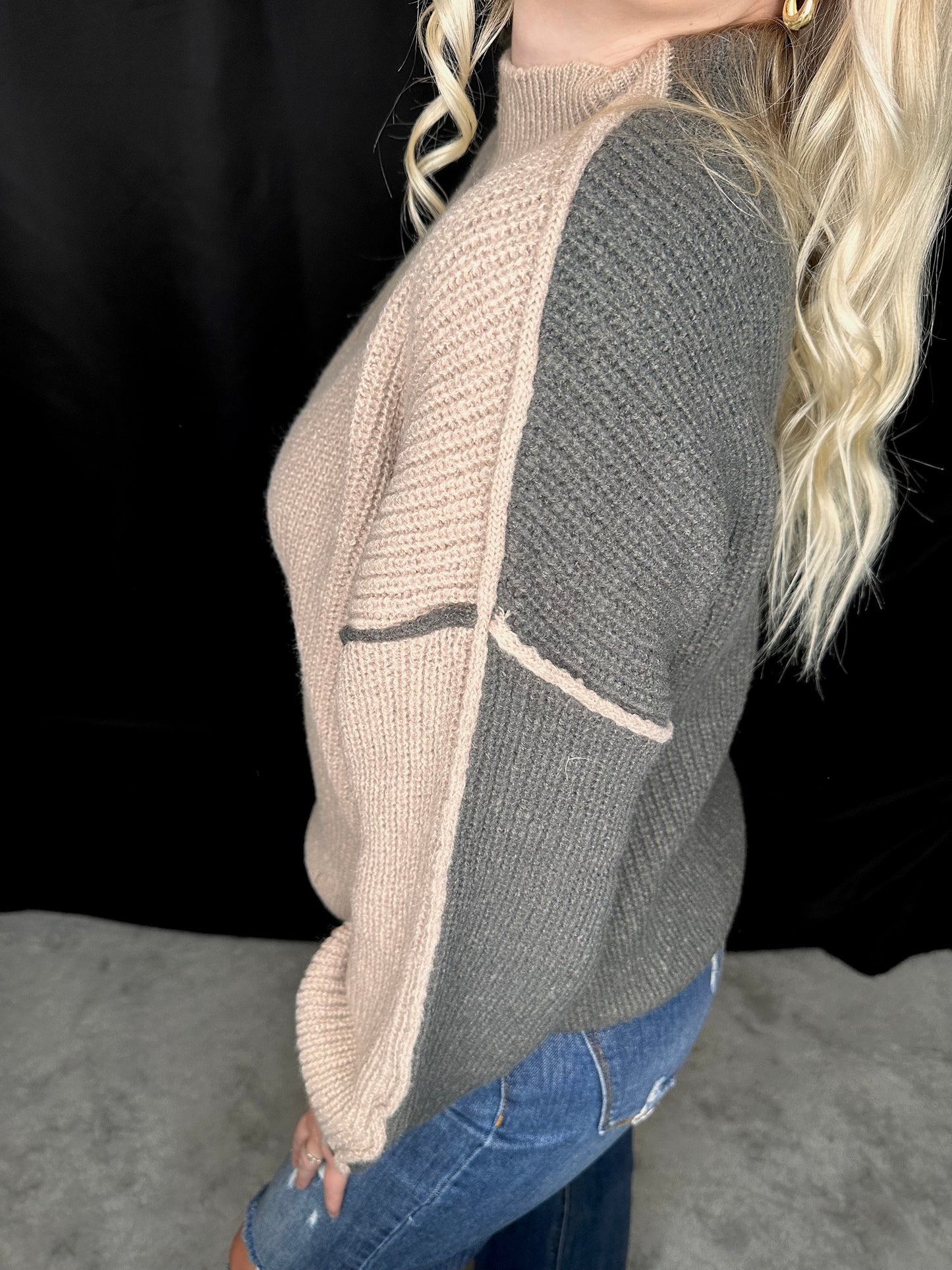 Colorblock Exposed Seam Sweater