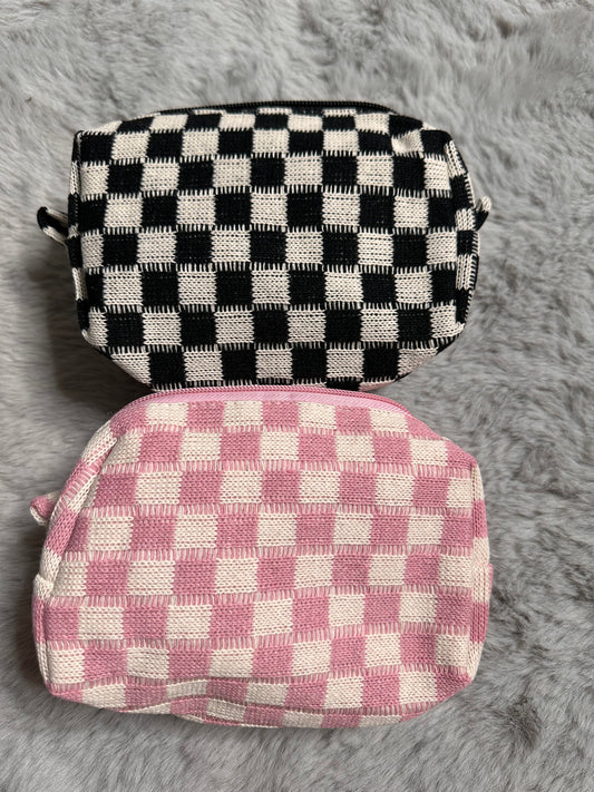 Checker Makeup Bag