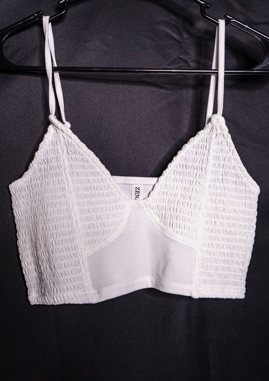 SMOCKED TRIANGLE BRALETTE